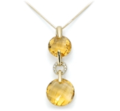 750/1000 gold collier, citrine and diamonds.: KCLD2845