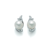 350/1000 gold earrings, cultured pearls and diamonds: PER1600K