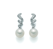 350/1000 gold earrings, cultured pearls and diamonds: PER1608K