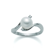 50/1000 gold ring, cultured pearls and diamonds: PLI1174K